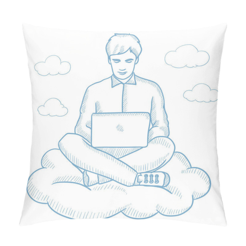 Personality  Man using cloud computing technology. pillow covers