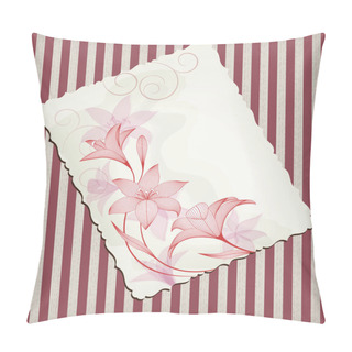 Personality  Postal Card With Wavy Edges, Retro Pattern, Abstract Lily Flowers, Mixed Style. Pillow Covers