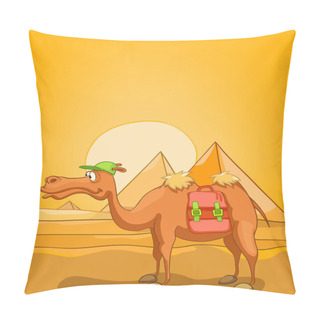 Personality  Cartoon Background Of Desert Landscape. Pillow Covers