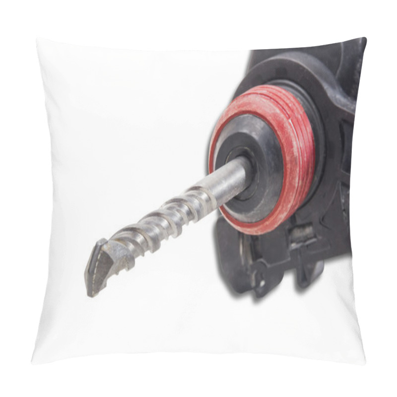 Personality  Masonry Drill Bit In A Chuck Of Hammer Drill Closeup Pillow Covers