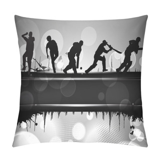 Personality  Silhouettes Of A Cricket Batsman And Bowlers In Playing Action O Pillow Covers