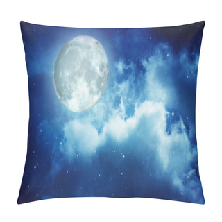 Personality  Full Moon With Night Sky In The Clouds ,Elements Of This Image Furnished By NASA Pillow Covers