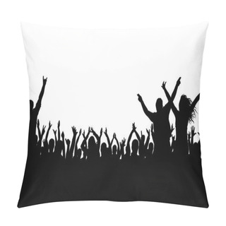 Personality  Cheerful Crowd Silhouette. Party People, Applaud. Fans Dance Concert, Disco. Pillow Covers