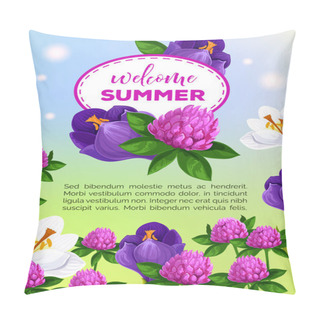 Personality  Summertime Greeting Card Of Vector Summer Flowers Pillow Covers