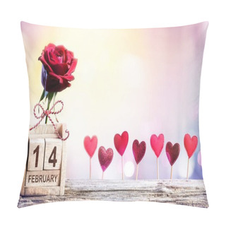 Personality  Valentines Day - Calendar Date With Rose And Hearts Decoration Pillow Covers