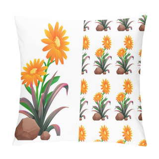 Personality  Seamless Background Design With Orange Gerbera Flowers Pillow Covers