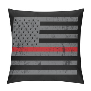 Personality  A Grey American Flag Symbolic Of Support For Firefighters. Vector EPS 10 Available. Pillow Covers