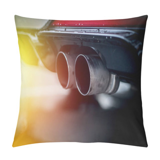 Personality  Powerful Car With Exhaust Pipe, Pollution And Fine Dust. Sunligh Pillow Covers