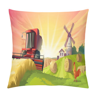 Personality  Vector Illustration Rural Summer Landscape Pillow Covers