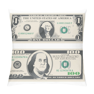 Personality  1 And 100 Dollar Bank Notes  Pillow Covers
