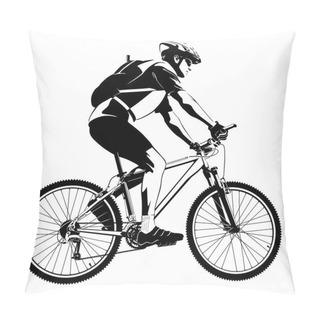 Personality  Cyclist On Mountain Bike Pillow Covers