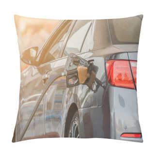 Personality  Small Silver Car Refuelling At The Gas Station Pillow Covers