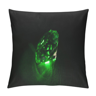 Personality  Illuminated Diamond With Bright Green Neon Light On Dark Background Pillow Covers