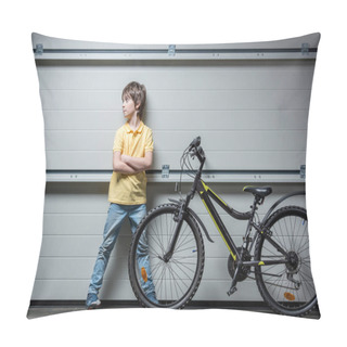 Personality  Adorable Boy With Bicycle Pillow Covers