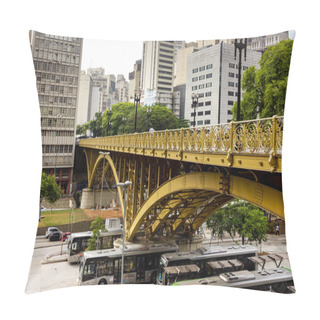 Personality  Sao Paulo, Brazil, November 30, 2019: Santa Ifigenia Viaduct On Downtown Cityscape Of Sao Paulo. Pillow Covers