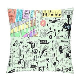 Personality  Doodles Funny Music Background Pillow Covers