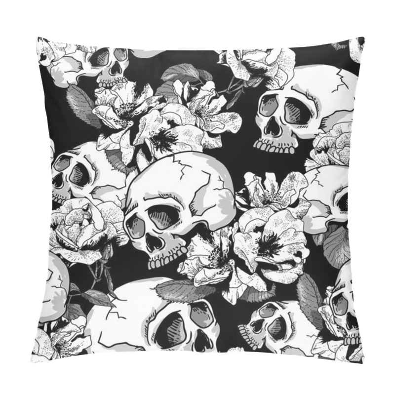 Personality  Skull and Flowers Seamless Background pillow covers