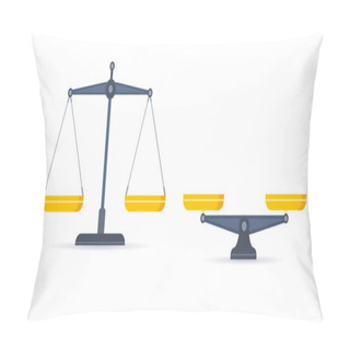 Personality  Scales Icon In Flat Style. Libra Symbol, Balance Sign. Vector. Pillow Covers