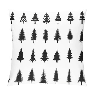 Personality  Black Silhouettes Of Christmas Different Tree Icons Pillow Covers