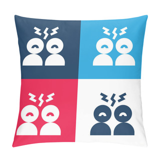 Personality  Angry Blue And Red Four Color Minimal Icon Set Pillow Covers