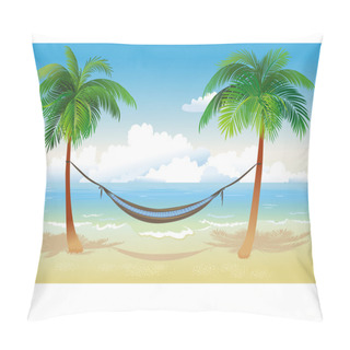Personality  Hammock And Palm Trees On Beach Pillow Covers