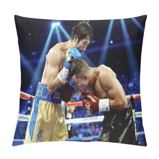 Personality  Chinese Boxer Zou Shiming, Left, Fights With Luis De La Rosa Of Colombia In Their Flyweight Boxing Match During The Champions Of Gold Boxing Event In Macau, China, 19 July 2014 Pillow Covers