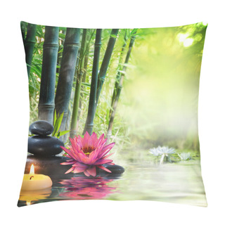 Personality  Massage In Nature - Lily, Stones, Bamboo - Zen Concept Pillow Covers