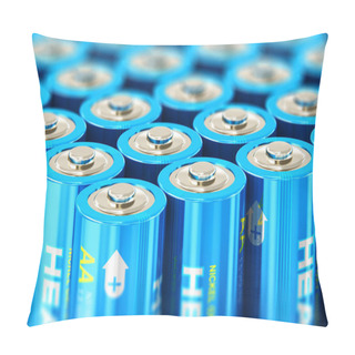 Personality  Macro View Of The Group Of Blue Alkaline AA Batteries Pillow Covers