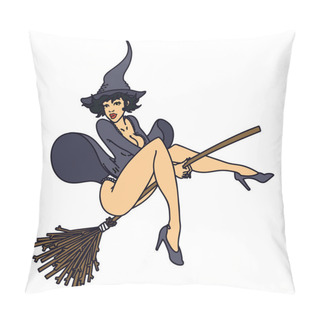 Personality  Tattoo In Traditional Style Of A Pinup Witch Pillow Covers