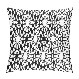 Personality  Arabesque Black And White Vector Border. Geometric Arab Halftone Border With Tile Disintegration Pillow Covers