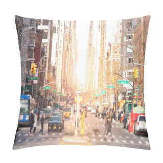 Personality  New York City - Busy Intersections Along 3rd Avenue Are Crowded With People And Cars During Rush Hour Traffic In The East Village Neighborhood Of Manhattan With Sunlight Shining Between The Background Buildings Pillow Covers
