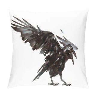 Personality  Drawn Isolated The Bird Raven On The Wing Pillow Covers