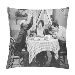 Personality  Family Eating Spaghetti For Dinner Pillow Covers