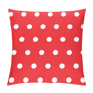 Personality  Polka Dot Seamless Pattern. White Circle Red Background. Vector Illustration Pillow Covers