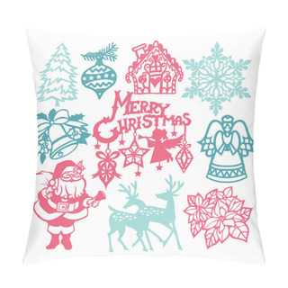 Personality  Vintage Christmas Winter Paper Cut Design Elements Set  Pillow Covers