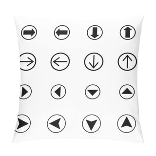 Personality   Arrows In Black Circles In Different Directions Isolated On White Pillow Covers