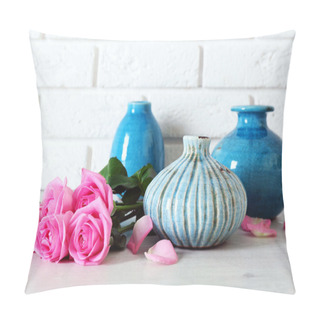 Personality  Beautiful Roses And Vases Pillow Covers