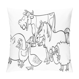 Personality  Group Of Cartoon Farm Animals For Coloring Pillow Covers