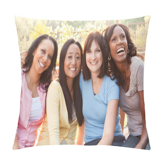 Personality  Diverse Group Of Women Talking And Laughing. Pillow Covers