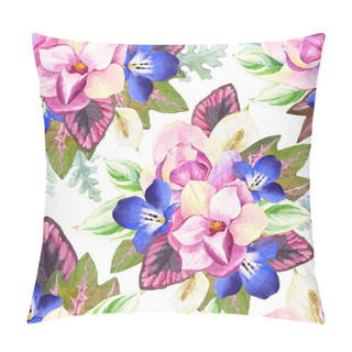 Personality  Seamless Background With Watercolor Tropical Flowers. Pillow Covers