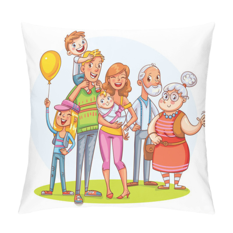 Personality  My big family together. Funny cartoon character pillow covers