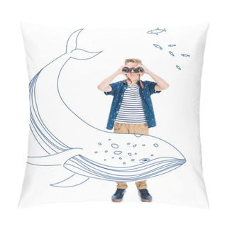 Personality  Boy Holding Binoculars Pillow Covers