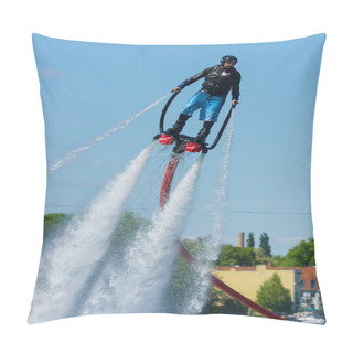 Personality  Demonstration Performance At Flyboard. 2nd Berlin Water Sports Festival In Gruenau. Pillow Covers