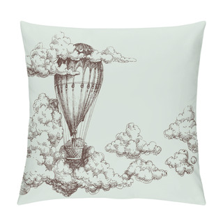 Personality  Hot Air Balloon Up In The Sky, Retro Poster Pillow Covers