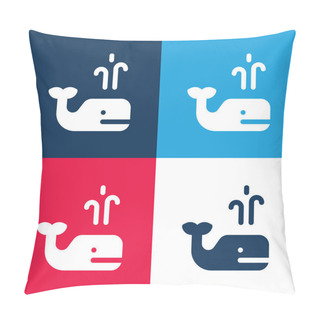 Personality  Blue Whale Blue And Red Four Color Minimal Icon Set Pillow Covers