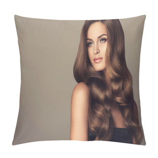 Personality    Girl With Long  And   Shiny Wavy Hair  Pillow Covers