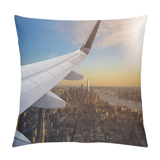 Personality  Aerial New York City With Airplane Wing  Pillow Covers