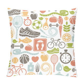 Personality  Seamless Pattern With Healthy Lifestyle Icons Pillow Covers