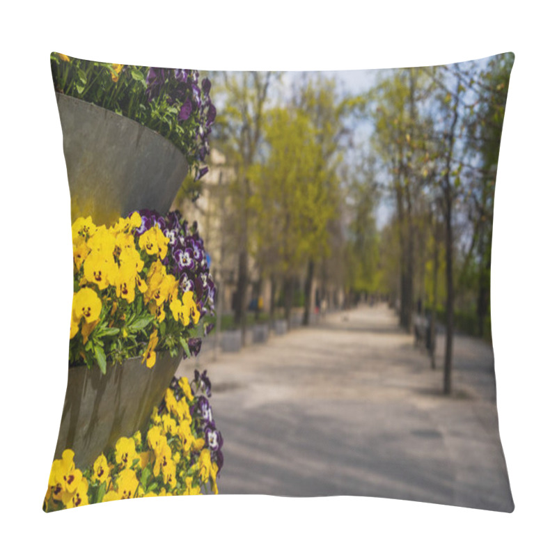 Personality  Blooming flowers on blurred urban street in Wroclaw pillow covers