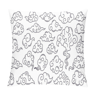 Personality  Asian Decorative Clouds. Oriental Japan Sky Clouds, Traditional Chinese Doodle Decoration. Asian Traditional Clouds Vector Symbols Set Pillow Covers